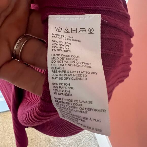 Free People Skyline Ribbed Raspberry MIDI Skirt SZ L - Picture 7 of 7